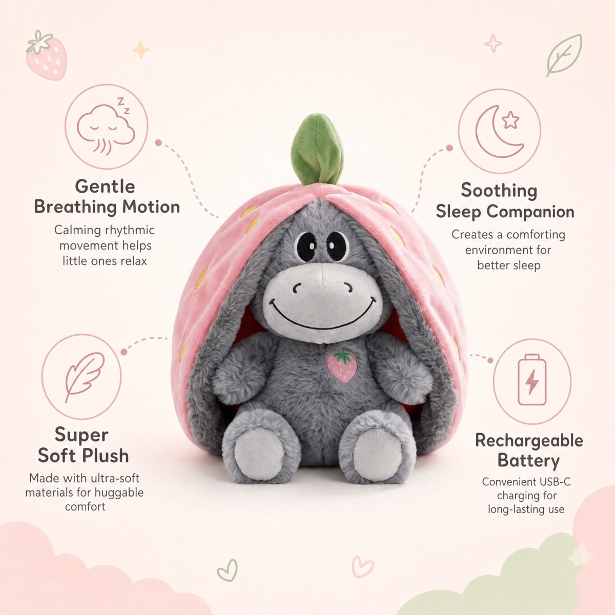Breathing Sleep Plush - Glowing Light & Soft Lullabies